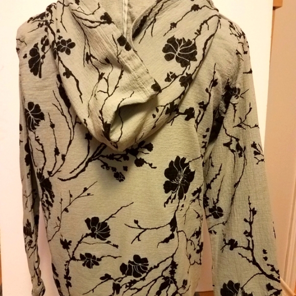 Sage Green & Black Branches Hooded Jacket Medium - Picture 6 of 9